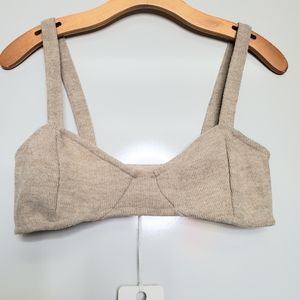 NWT 8 BIRDIES Clothing Tan Beige Knit Bralette Wool Blend Top Size Large